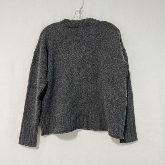 Madewell Sweater Small Charcoal Gray 100% Merino Wool Starry Cropped Boxy - Picture 9 of 13